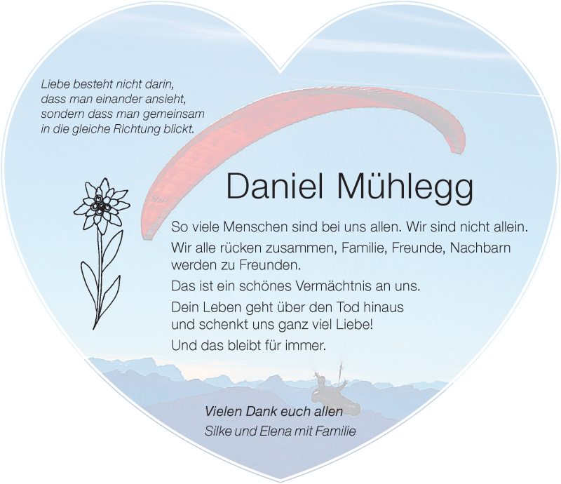  Traueranzeige für Daniel Mühlegg vom 10.08.2019 aus Der Westallgäuer