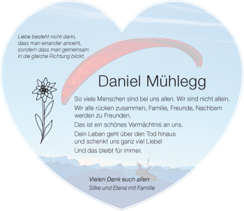 Traueranzeige von Daniel Mühlegg von Der Westallgäuer
