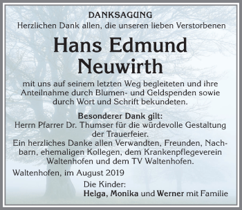 Traueranzeige von Hans Edmund Neuwirth von Allgäuer Zeitung,Kempten