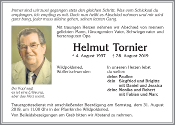 Traueranzeige von Helmut Tornier von Allgäuer Zeitung,Kempten