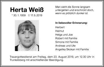 Traueranzeige von Herta Weiß von Memminger Zeitung