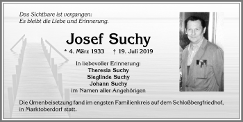 Traueranzeige von Josef Suchy von Allgäuer Zeitung, Marktoberdorf