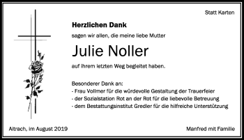 Traueranzeige von Julie Noller von Memminger Zeitung