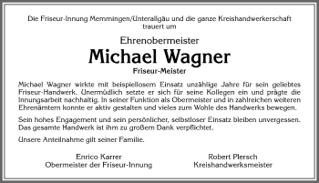 Traueranzeige von Michael Wagner von Allgäuer Zeitung