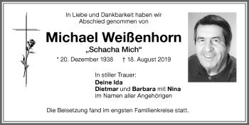 Traueranzeige von Michael Weißenhorn von Memminger Zeitung