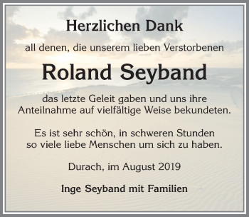 Traueranzeige von Roland Seyband von Allgäuer Zeitung,Kempten