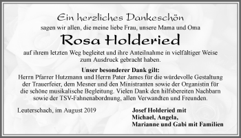 Traueranzeige von Rosa Holderied von Allgäuer Zeitung, Marktoberdorf