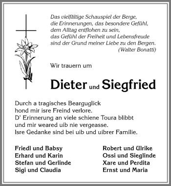 Traueranzeige von Siegfried  von Allgäuer Anzeigeblatt