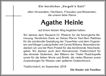 Traueranzeige von Agathe Heinle von Allgäuer Anzeigeblatt