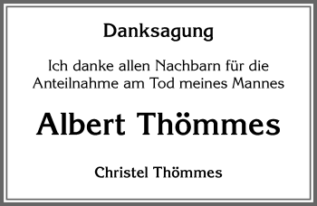 Traueranzeige von Albert Thömmes von Allgäuer Zeitung, Marktoberdorf