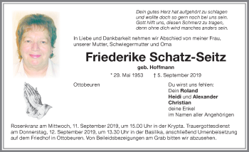 Traueranzeige von Friederike Schatz-Seitz von Memminger Zeitung