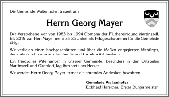 Traueranzeige von Georg Mayer von Allgäuer Zeitung