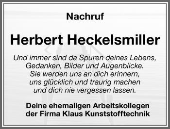 Traueranzeige von Herbert Heckelsmiller von Memminger Zeitung