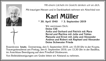 Traueranzeige von Karl Müller von Memminger Zeitung