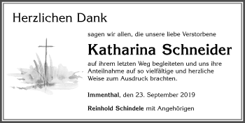 Traueranzeige von Katharina Schneider von Allgäuer Zeitung, Marktoberdorf