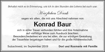 Traueranzeige von Konrad Baur von Allgäuer Zeitung, Marktoberdorf