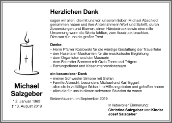 Traueranzeige von Michael Salzgeber von Allgäuer Zeitung