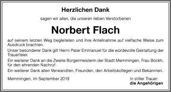 Traueranzeige von Norbert Flach von Memminger Zeitung