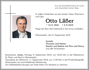 Traueranzeige von Otto Läßer von Allgäuer Anzeigeblatt