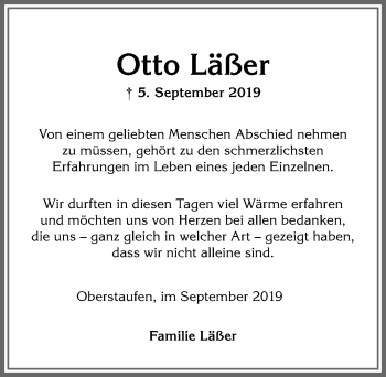 Traueranzeige von Otto Läßer von Allgäuer Anzeigeblatt