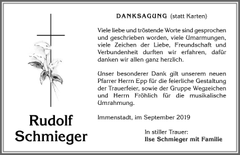 Traueranzeige von Rudolf Schmieger von Allgäuer Anzeigeblatt