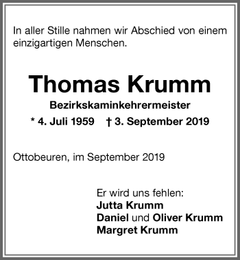 Traueranzeige von Thomas Krumm von Memminger Zeitung