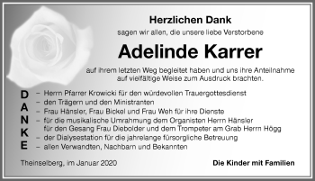 Traueranzeige von Adelinde Karrer von Memminger Zeitung