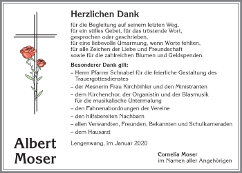Traueranzeige von Albert Moser von Allgäuer Zeitung, Marktoberdorf