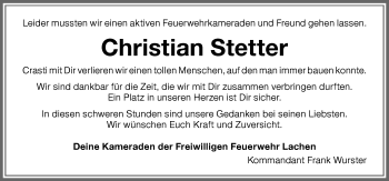 Traueranzeige von Christian Stetter von Memminger Zeitung