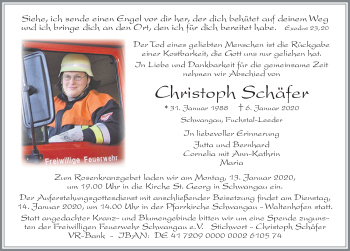 Traueranzeige von Christoph Schäfer von Allgäuer Zeitung, Füssen