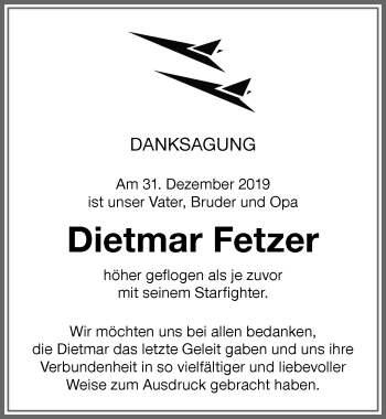 Traueranzeige von Dietmar Fetzer von Memminger Zeitung