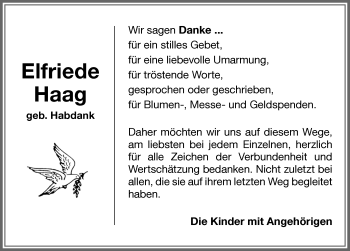 Traueranzeige von Elfriede Haag von Memminger Zeitung