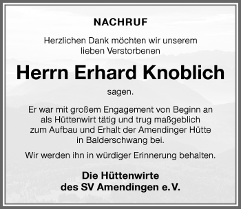 Traueranzeige von Erhard Knoblich von Memminger Zeitung