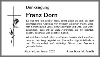 Traueranzeige von Franz Dorn von Allgäuer Zeitung,Kempten