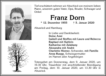 Traueranzeige von Franz Dorn von Allgäuer Zeitung,Kempten