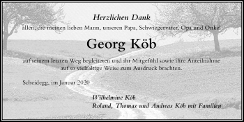 Traueranzeige von Georg Köb von Der Westallgäuer