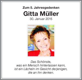 Traueranzeige von Gitta Müller von Memminger Zeitung