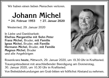 Traueranzeige von Johann Michel von Allgäuer Zeitung, Marktoberdorf