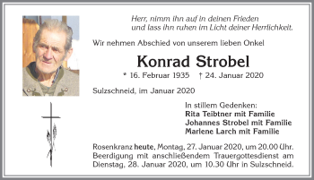 Traueranzeige von Konrad Strobel von Allgäuer Zeitung, Marktoberdorf