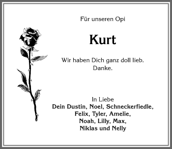 Traueranzeige von Kurt  von Allgäuer Anzeigeblatt