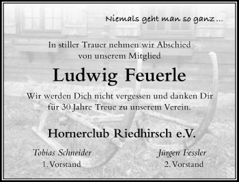Traueranzeige von Ludwig Feuerle von Der Westallgäuer