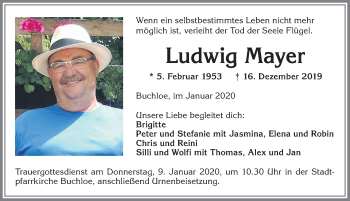 Traueranzeige von Ludwig Mayer von Allgäuer Zeitung, Kaufbeuren/Buchloe
