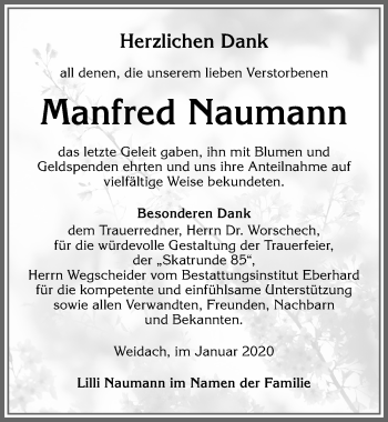 Traueranzeige von Manfred Naumann von Allgäuer Zeitung,Kempten