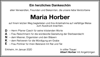 Traueranzeige von Maria Horber von Memminger Zeitung
