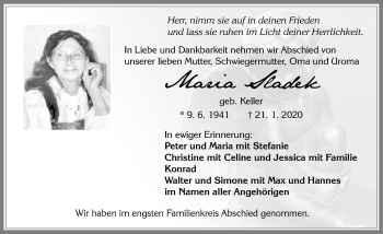 Traueranzeige von Maria Sladek von Allgäuer Zeitung, Füssen