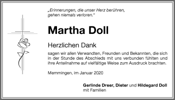 Traueranzeige von Martha Doll von Memminger Zeitung