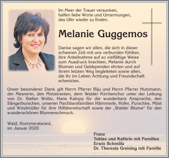Traueranzeige von Melanie Guggemos von Allgäuer Zeitung, Marktoberdorf
