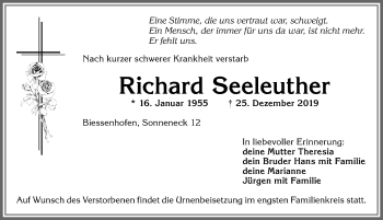 Traueranzeige von Richard Seeleuther von Allgäuer Zeitung