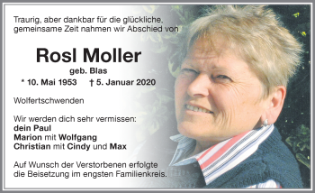 Traueranzeige von Rosl Moller von Memminger Zeitung