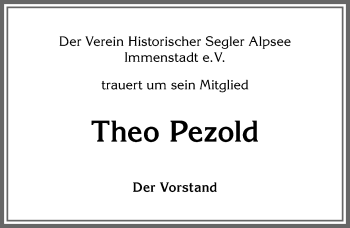 Traueranzeige von Theo Pezold von Allgäuer Anzeigeblatt